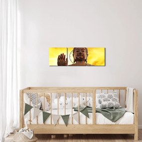 Kép - Buddha piros és sárga háttérrel (órával) (90x30 cm)