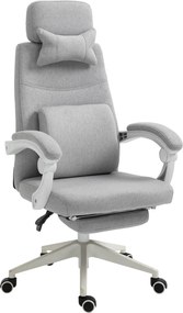 Vinsetto Irodai Szék, Ergonomikus Íróasztali Szék Fejtámlával, Ágyéki Párnával, Magasságban Állítható Játék Szék Lábpihentetővel, Magas Hátú, Szürke 6