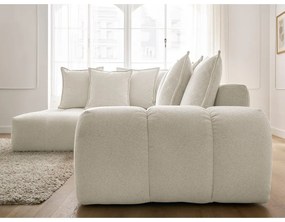 Fehér zsenília kinyitható-tárolóhelyes sarokkanapé (bal oldali-L alakú) Everest – Bobochic Paris