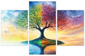 Kép – Évszakok festett fája (90x60 cm)
