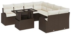 vidaXL Kerti Kanapé Szett párnával tárolóval 9 pcs Barna Poly Rattan