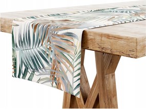 Asztalterítő 40x180 Dekoratív Futópad Levelek Zöld Bézs 6838