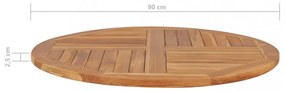 kerek tömör tíkfa asztallap 2,5 cm 90 cm