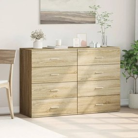 2 db sonoma tölgy színű szerelt fa tálalóasztal 60 x 39 x 80 cm
