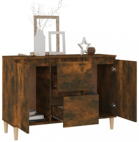 füstös tölgy színű szerelt fa tálalószekrény 101 x 35 x 70 cm