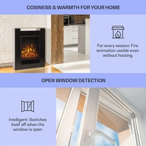 Klarstein Studio-5, elektromos kandalló, forrólevegős ventilátor, 900/1800 W, távirányító, fekete