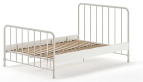 Fehér fém franciaágy ágyráccsal 140x200 cm BRONXX – Vipack