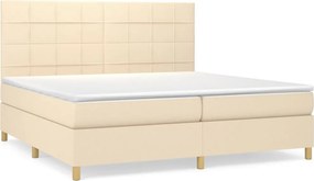 vidaXL krémszínű szövet rugós ágy matraccal 200 x 200 cm