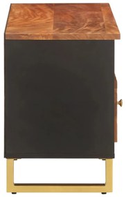 barna és fekete tömör mangófa TV-szekrény 100x33,5x46 cm