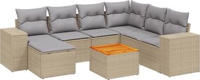 vidaXL 8 részes bézs polyrattan kerti ülőgarnitúra párnával