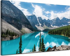 Vászonkép Természet Hegyek Erdő Kék víz 120x80 cm