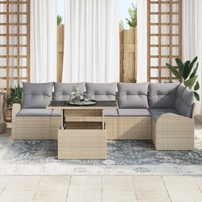 Kerti Kanapé Szett 7 pcs bézs és világosszürke 100 x 55 x 73 cm
