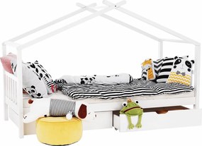 Ágy 2 konténerrál, fehér, ELISIA