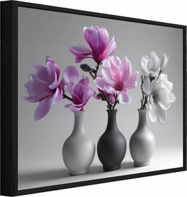 Vászonkép Fekete Keretben Virágok Vázában Nappali Hálószoba 40x30