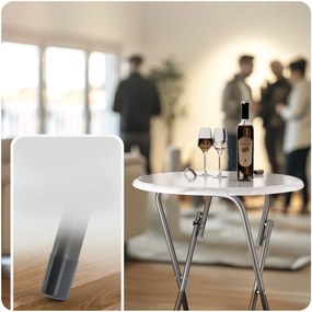 Casaria® Bár összecsukható asztal Ø60 cm - fehér/ márvány megjelenés