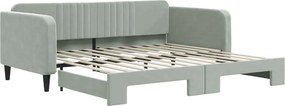 vidaXL világosszürke kihúzható bársony heverő 100 x 200 cm