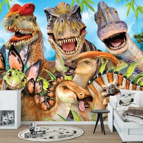 Fotótapéta - Dinoszauruszok - szelfi (152,5x104 cm)