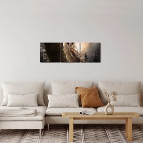 Egy gyöngybagoly képe (órával) (90x30 cm)