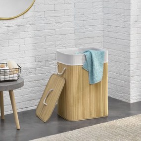 Bambusz szennyestartó kosár 72 l fedéllel és zsákkal