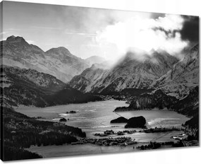 Vászonkép 70x50 Falu Sils Maria kilátás