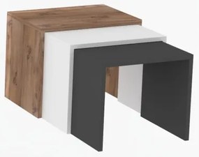 KÉSZLET 3x Kisasztal GUL barna/fehér/szürke