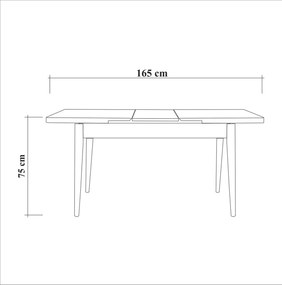 Széthúzható étkezőasztal Vlasta (fehér + világos barna) (2 szék + 1 pad). 1072380