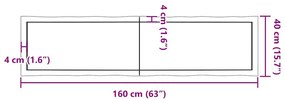 kezeletlen tömör fa asztallap 160x40x(2-6) cm