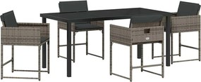 vidaXL Kert étkező szett 5 pcs Szürke polirattan