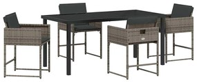 vidaXL Kert étkező szett 5 pcs Szürke polirattan