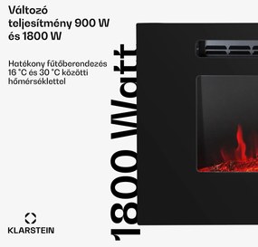 Klarstein Galeras, elektromos fali és beépített kandalló, 1800 W, LED, 3 szín, időzítő