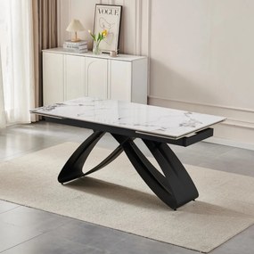 Fehér Márványhatású Bővíthető Kerámia Asztal. LUIGI 160-240 cm