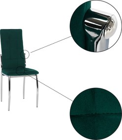 Szék, smaragd Velvet szövet/fém, ADORA NEW