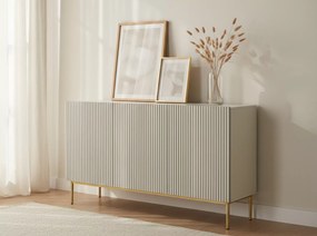 Nicole komód 150 cm háromajtós, mart előlap - kasmír / arany lábak