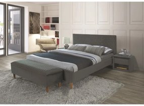 Kárpitozott ágy AZURRO VELVET 140 x 200 cm szín szürke / tölgy