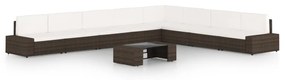 vidaXL 9 részes barna polyrattan kerti ülőgarnitúra párnákkal