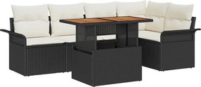 vidaXL Kerti Kanapé Szett párnával 6 pcs Fekete és krémszínű