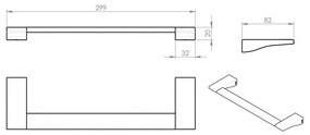 GEDY 572130 Glamour törölközőtartó 30 x 8,2 cm,szürke