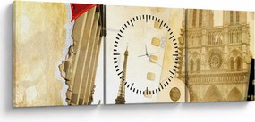 Kép - Párizs emlékei (órával) (90x30 cm)