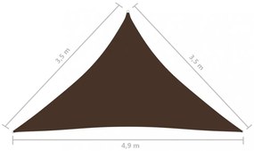 barna háromszögű oxford-szövet napvitorla 3,5 x 3,5 x 4,9 m