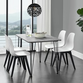 [en.casa] Étkezőasztal hajtűlábakkal Cantenbury 4 személyes design konyhai asztal 120 x 70 cm beton-hatás