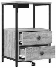 vidaXL Éjjeliszekrény 2 pcs Szürke Sonoma 40 x 31 x 60 cm Faanyag