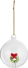 HANG ON  üveg karácsonyfadísz Ø 9cm ,koszorú