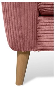 Rózsaszín kordbársony sarokkanapé (jobb oldali) Paris – Scandic