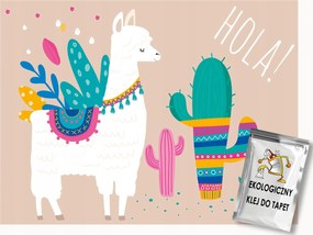 Fotótapéta Flizelina Gyerekeknek Láma Kaktuszok Boho Hola! 150x105 ragasztó