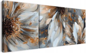 Elegáns faliképek hálószoba nappaliba Triptichon Virágok Arany 60x120