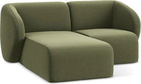 Zöld bársony sarokkanapé (bal oldali-heverő résszel) Lani – Makamii