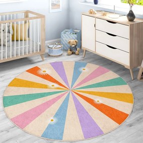 Mosható gyerek szőnyeg ø150 cm Rainbow Daisy – Mila Home