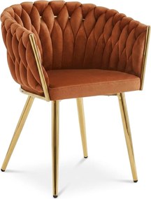 Bársony étkezőfotel ORION VELVET arany lábakkal, terrakotta színben