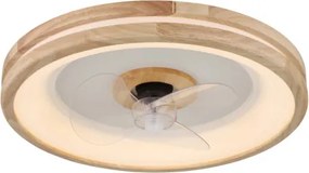 Globo 03650 Mennyezeti ventilátor fém fehér, fa, műanyag fehér/átlátszó, szabályozható, fali kapcsolóval több fokozatban, memória, időzítő, távirányító, 15m², ø:500mm H: 25mm, LED 30W 230V, 300-2250lm, CCT 2700K-6500K