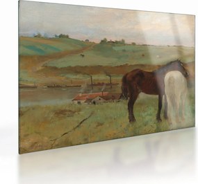 Üveg kép - Edgar Degas, Horses in a Meadow, reprodukciók (70x50 cm)
